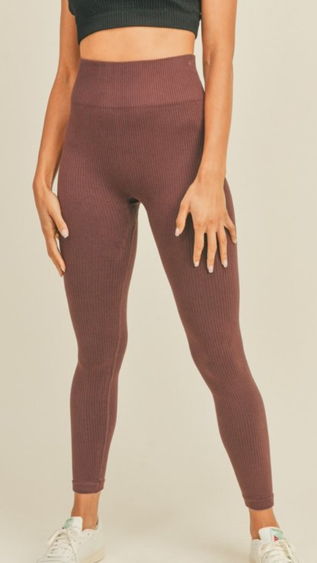 MAGGIE RIBBED LEGGING (BROWN AND GRAY)